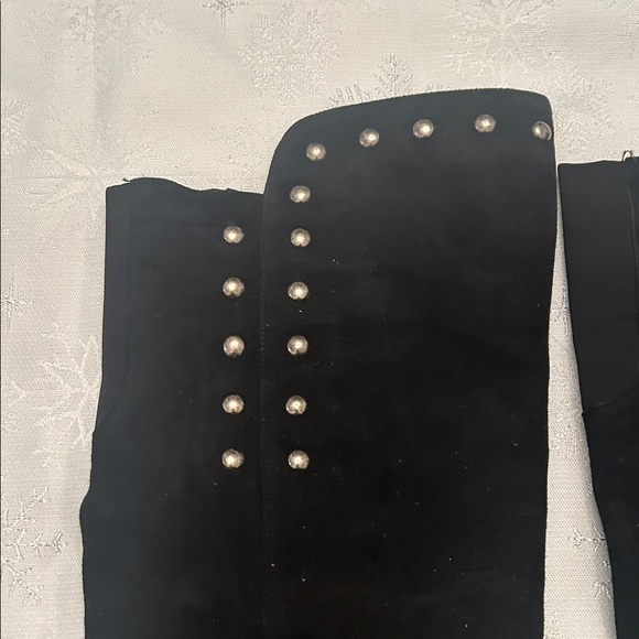 Stuart Weitzman Black Suede Knee-High Wedge Boots - Picture 11 of 14